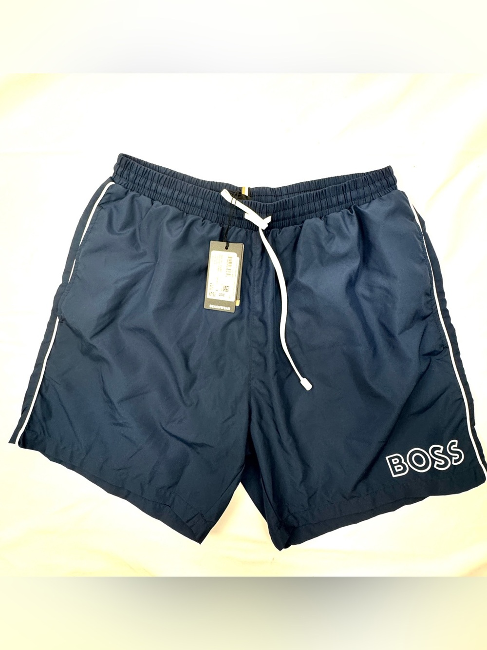 Boss Men’s Navy Swim Trunks Quick Dry Logo Beach Shorts Size M